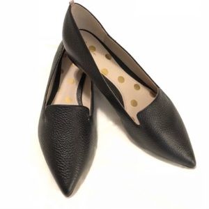 Boden Pebbled Leather Pointed Toe Flats in Black